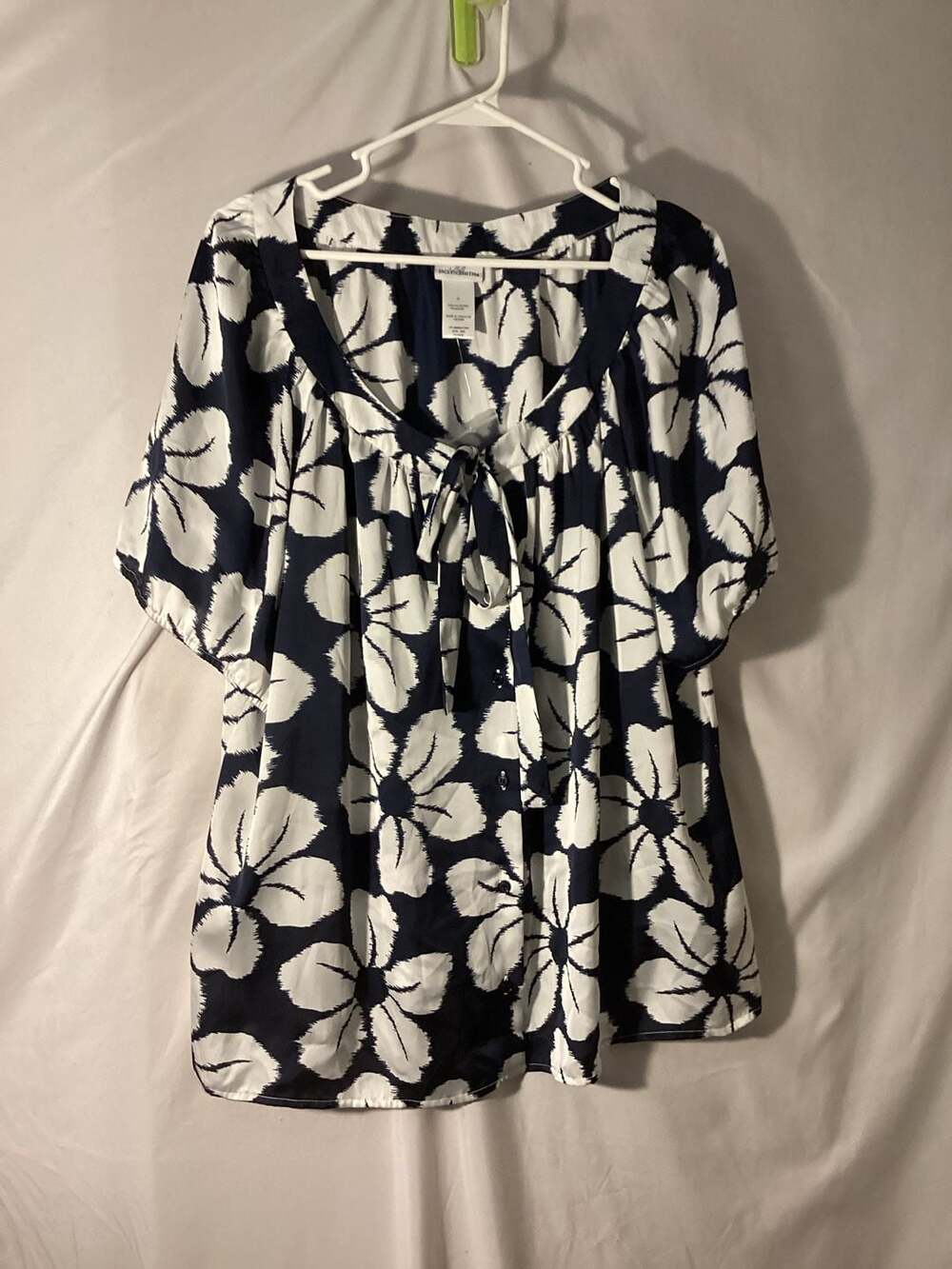 Jaclyn Smith Floral Print Tie-Neck Blouse Size 2X